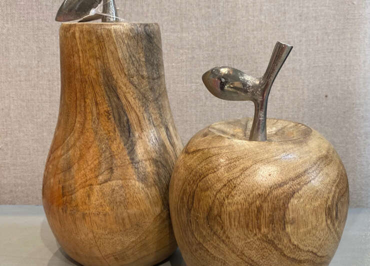 Apple and Pear - Wood w/ metal stems