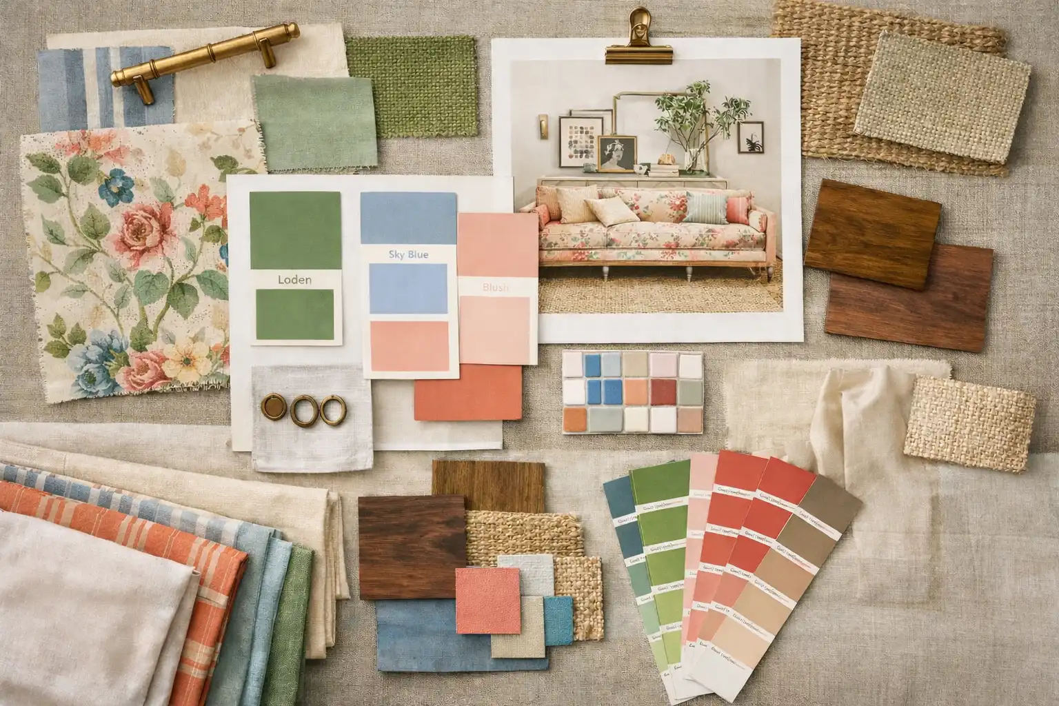 Spring2026-living-space03 Interior designer helping select custom window treatments at Ambiance Design Gallery showroom